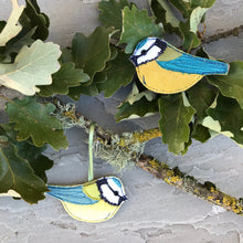 Fabric Blue tit brooches