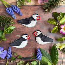 Fabric Puffin brooches