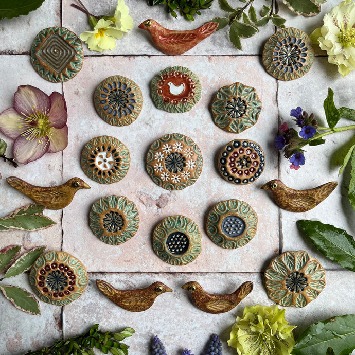Mum's pottery brooches