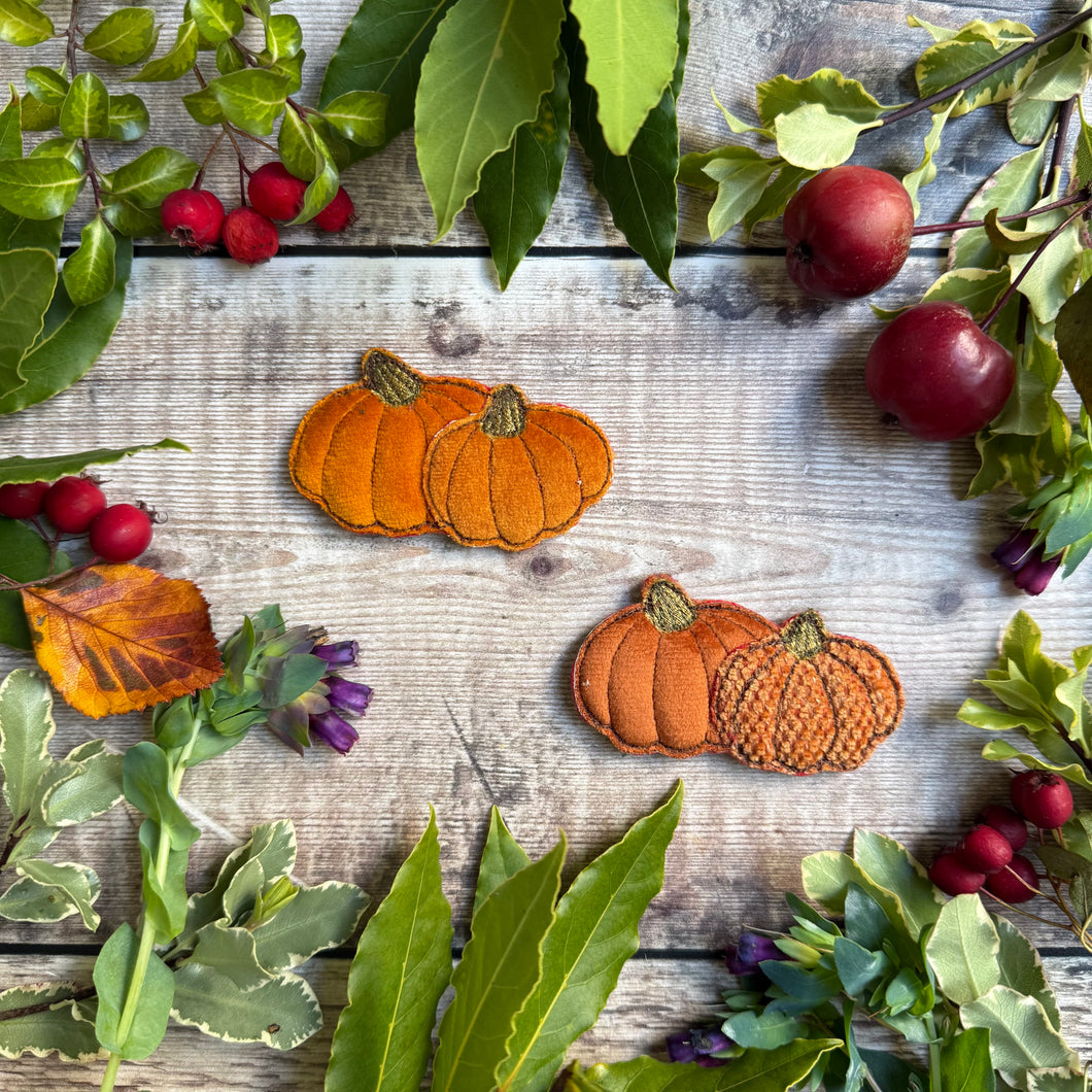 Fabric Pumpkin brooch