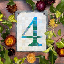 Green iridescent number with a white background