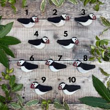 Fabric Puffin brooches