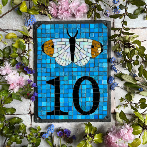 Mosaic number with a butterfly