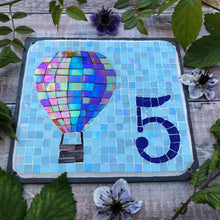 Mosaic house number with a hot air balloon