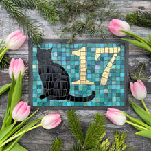Cat mosaic house number