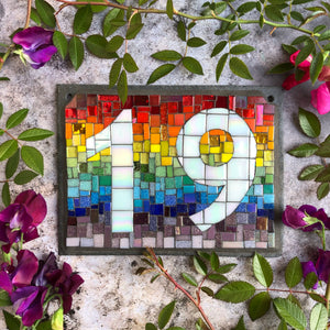 Rainbow mosaic house number