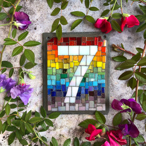 Rainbow mosaic house number
