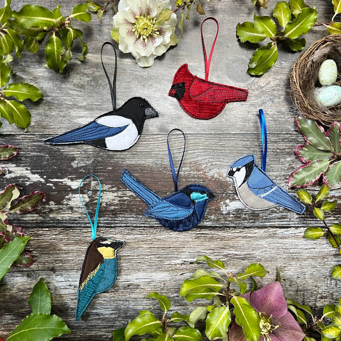 Hanging mixed birds - Cardinal, Bee Eater, Magpie, Blue Jay, Fairy Wren